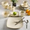 imageGibson Soho Lounge Square Reactive Glaze Stoneware Dinnerware Set Service for 4 16pc AmberSpeckled Taupe