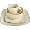 imageGibson Soho Lounge Square Reactive Glaze Stoneware Dinnerware Set Service for 4 16pc AmberSpeckled Taupe