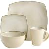 imageGibson Soho Lounge Square Reactive Glaze Stoneware Dinnerware Set Service for 4 16pc AmberSpeckled Taupe