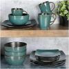 imageGibson Soho Lounge Square Reactive Glaze Stoneware Dinnerware Set Service for 4 16pc AmberTeal