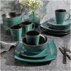 imageGibson Soho Lounge Square Reactive Glaze Stoneware Dinnerware Set Service for 4 16pc AmberTeal