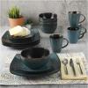 imageGibson Soho Lounge Square Reactive Glaze Stoneware Dinnerware Set Service for 4 16pc AmberTeal