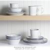 imageMartha Stewart Cliffield High Fired 16Piece Porcelain Chip and Scratch Resistant Plates Bowls and Mugs Dinnerware Set Service for 4  WhiteWhite w Blue Rim