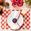 imageMartha Stewart Cliffield High Fired 16Piece Porcelain Chip and Scratch Resistant Plates Bowls and Mugs Dinnerware Set Service for 4  WhiteWhite w Red Rim