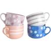 imageMr Coffee Cappuccino Bliss 4 Pack 23 OZ Latte Assorted Decorated Design Stoneware Mugs