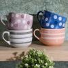 imageMr Coffee Cappuccino Bliss 4 Pack 23 OZ Latte Assorted Decorated Design Stoneware Mugs