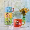 imagePeanuts Snoopy Gentle Reminders 15oz Stackable Mugs wMetal Rack Stoneware 4Pack Assorted Colors