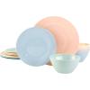 imageGibson Home Brist Melamine Plastic Dinnerware Set Service for Four 12pcs Pastels