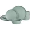 imageGibson Home Canyon Crest Stackable Matte Melamine Set  Sage Green Service for Four 12pcs