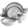 imageGibson Home Granite Organic Round Melamine Plastic Dinnerware Set Service for Four 16pcs MarbleMarble