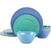 imageGibson Home Melamine Dinnerware Set Service for Four 12pcs Blue Brist