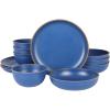 imageGibson Home Rockabye 12 Piece Double Bowl Melamine Dinnerware Set  Matte RedMatte Blue