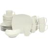 imageGibson Home Zen Buffet Porcelain Dinnerware Set Service for 8 40pcs White EmbossedWhite Soft Square  24pcs