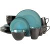 imageGibson Soho Lounge Round Reactive Glaze Stoneware Dinnerware Set Service for 4 16pc TealTeal