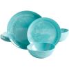 imageMartha Stewart Dragonfly Decorated Melamine Dinnerware Set  Teal Service for 4 12pcs