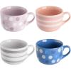 imageMr Coffee Cappuccino Bliss 4 Pack 23 OZ Latte Assorted Decorated Design Stoneware Mugs