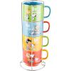 imagePeanuts Snoopy Gentle Reminders 15oz Stackable Mugs wMetal Rack Stoneware 4Pack Assorted Colors
