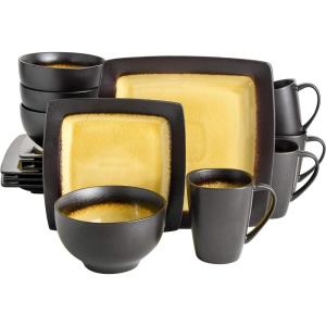 imageGibson Elite Althea Reactive Dinnerware Set Teal Service for 4 16pcsAmber