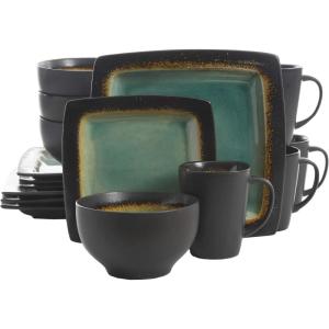 imageGibson Elite Althea Reactive Dinnerware Set Teal Service for 4 16pcsJade