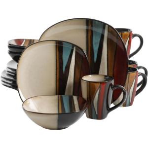 imageGibson Elite Althea Reactive Dinnerware Set Teal Service for 4 16pcsMulticolor