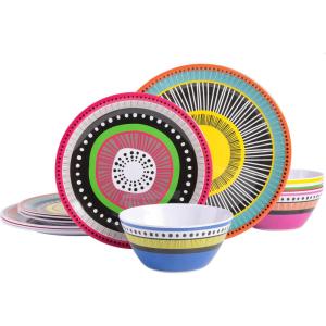 imageGibson Home Almira Melamine Dinnerware Assorted Service for Four 12pcs