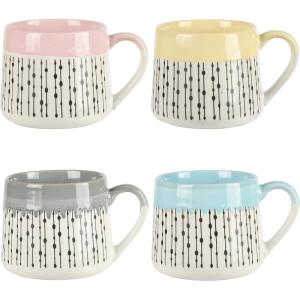 imageGibson Home Modani 2 Pack Large 165 OZ Ceramic Mugs Set with Removable Cork Bottom and Lid  BlackMorning Mist