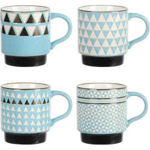 imageGibson Home Modani 2 Pack Large 165 OZ Ceramic Mugs Set with Removable Cork Bottom and Lid  BlackPrimevalley