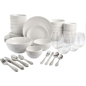 imageGibson Home Zen Buffet Porcelain Dinnerware Set Service for 8 40pcs White EmbossedWhite All U Need Set