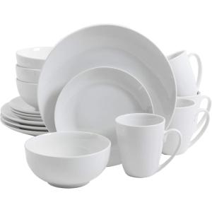 imageGibson Home Zen Buffet Porcelain Dinnerware Set Service for 8 40pcs White EmbossedWhite Coupe  16pcs