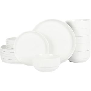 imageGibson Home Zen Buffet Porcelain Dinnerware Set Service for 8 40pcs White EmbossedWhite Round  18pcs