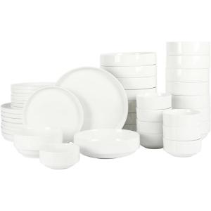 imageGibson Home Zen Buffet Porcelain Dinnerware Set Service for 8 40pcs White EmbossedWhite Round  40pcs