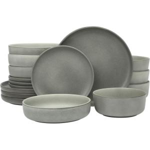 imageGibson Soho Lounge Square Reactive Glaze Stoneware Dinnerware Set Service for 4 16pc AmberPasco Grey