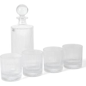 imageMartha Stewart Farrow 18 OZ Large Stemless Multipurpose Wine Glasses Set For Red or White Wine Set of 4Clear Glass