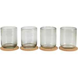 imageOprahs Favorite Things  Sayulita Spring 8 Piece Hand Made 16 OZ Jadeite Colored Glass Double Old Fashioned Set wCoasters