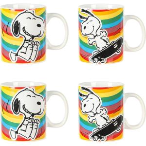 imagePeanuts 70th Anniversary 4 Piece 15 OZ Snoopy Stoneware Mugs
