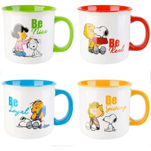 imagePeanuts Snoopy Gentle Reminders Camper 21oz Mugs Stoneware 4Pack Assorted Colors