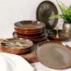imageGibson Elite Edwina Double Bowl Dinnerware SetDark Green Service for 4 16pcs