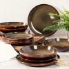 imageGibson Elite Edwina Double Bowl Dinnerware SetDark Green Service for 4 16pcs