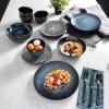 imageGibson Elite Matisse 16 Piece Double Bowl Dinnerware Set Cobalt Blue Service for 4 16pcs
