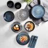 imageGibson Elite Matisse 16 Piece Double Bowl Dinnerware Set Cobalt Blue Service for 4 16pcs