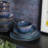 imageGibson Elite Matisse 16 Piece Double Bowl Dinnerware Set Cobalt Blue Service for 4 16pcs