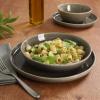 imageGibson Elite Mayfair Bay Embossed Double Bowl Dinnerware Set Service for 4 16pcs BlueBerea Taupe
