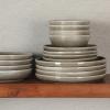 imageGibson Elite Mayfair Bay Embossed Double Bowl Dinnerware Set Service for 4 16pcs BlueBerea Taupe