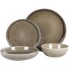 imageGibson Elite Mayfair Bay Embossed Double Bowl Dinnerware Set Service for 4 16pcs BlueBerea Taupe
