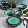 imageGibson Elite Mayfair Bay Embossed Double Bowl Dinnerware Set Service for 4 16pcs BlueGreen Lantern