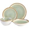 imageGibson Elite Mayfair Bay Embossed Double Bowl Dinnerware Set Service for 4 16pcs BlueLight Green