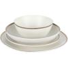 imageGibson Elite Mayfair Bay Embossed Double Bowl Dinnerware Set Service for 4 16pcs BlueMatte White w Gold Rim