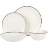 imageGibson Elite Mayfair Bay Embossed Double Bowl Dinnerware Set Service for 4 16pcs BlueMatte White w Gold Rim