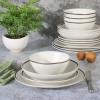 imageGibson Elite Mayfair Bay Embossed Double Bowl Dinnerware Set Service for 4 16pcs BlueMatte White w Gold Rim