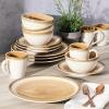 imageGibson Elite Mayfair Bay Embossed Double Bowl Dinnerware Set Service for 4 16pcs BlueOrange